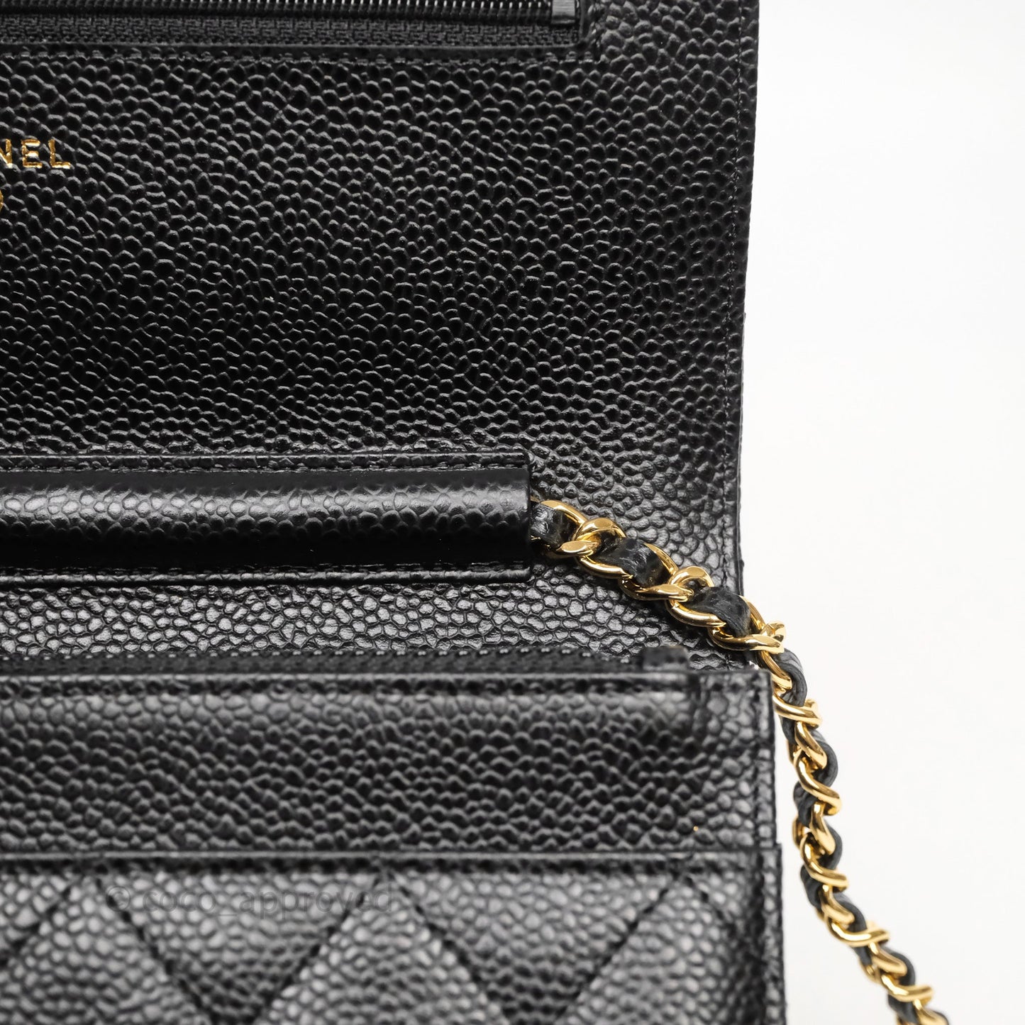 Chanel Quilted Classic Wallet On Chain WOC Black Caviar Gold Hardware