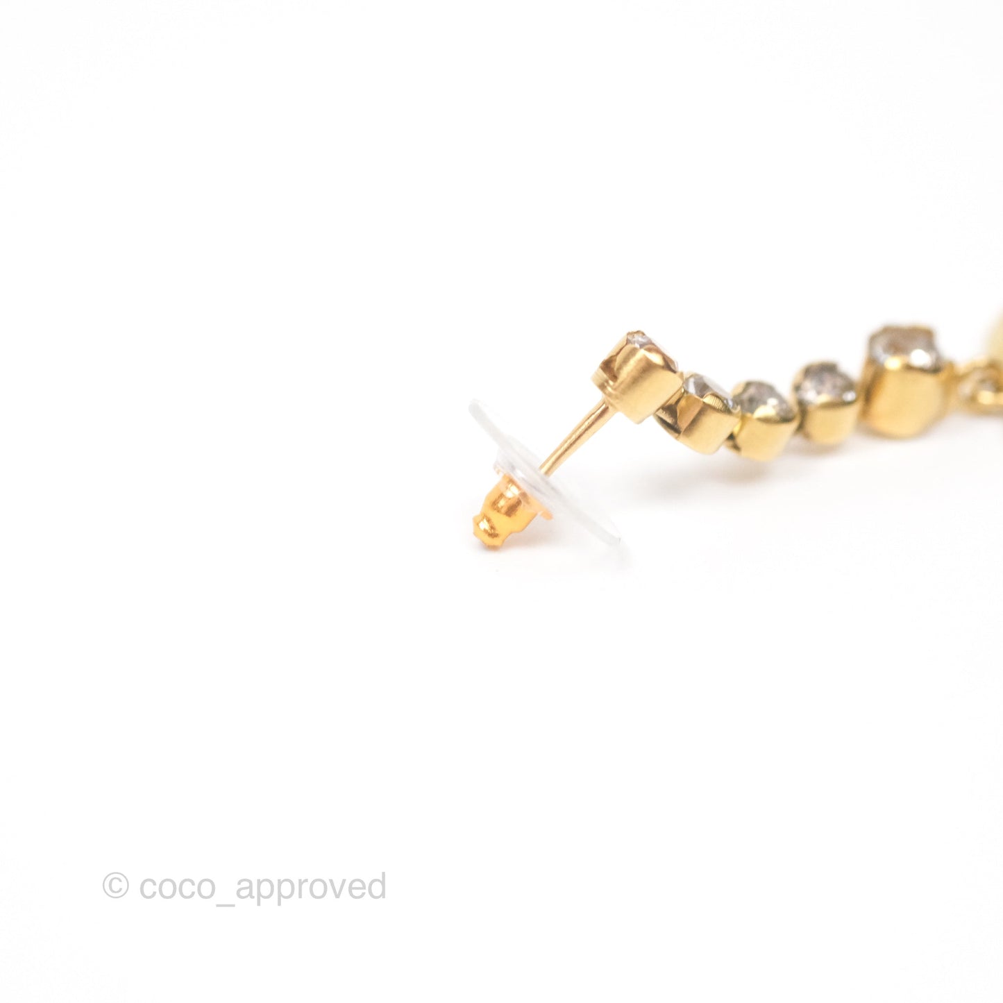 Chanel Crystal CC Drop Earrings Gold Tone 20S