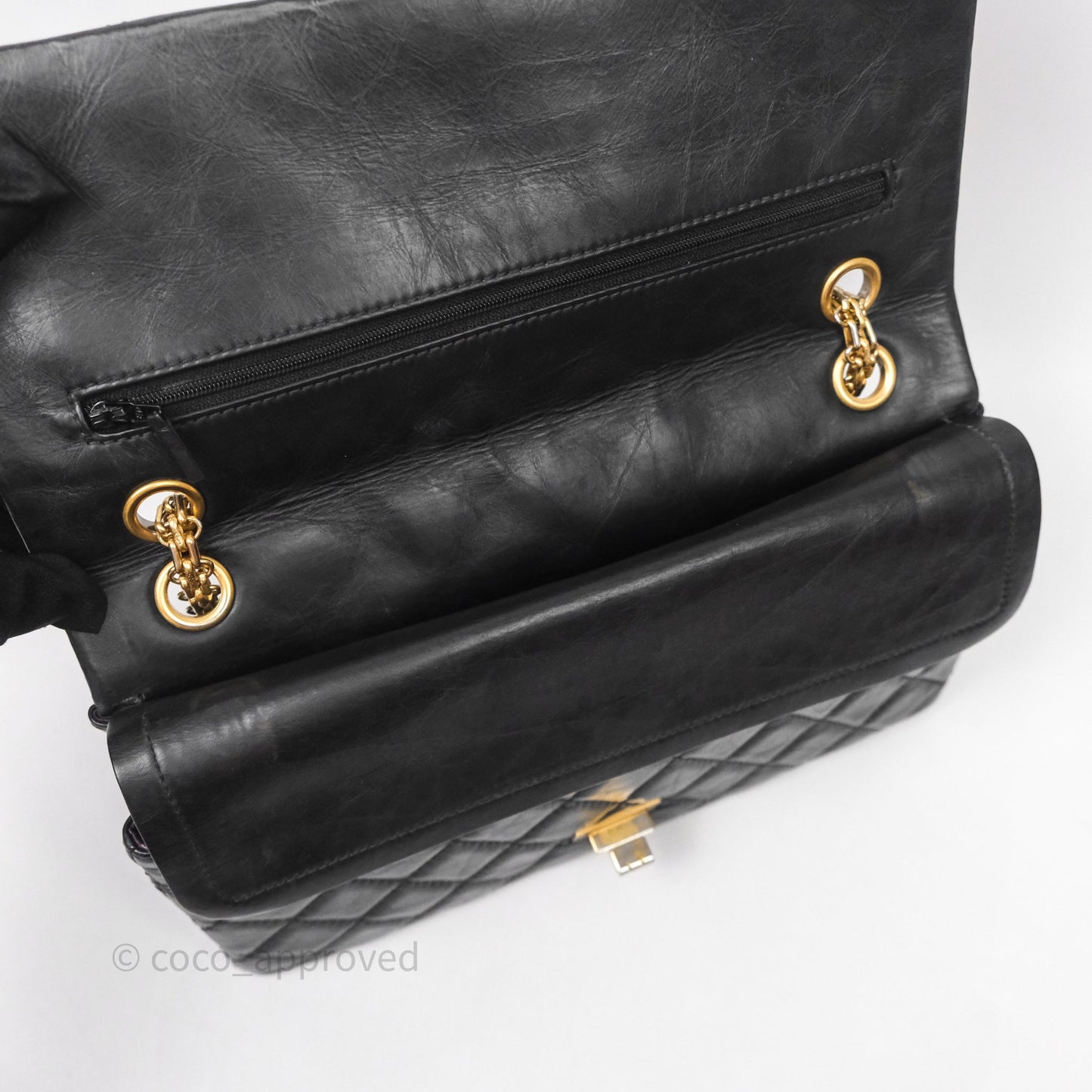 Chanel Quilted 2.55 Reissue 226 Flap Bag Black Aged Calfskin Gold Hardware