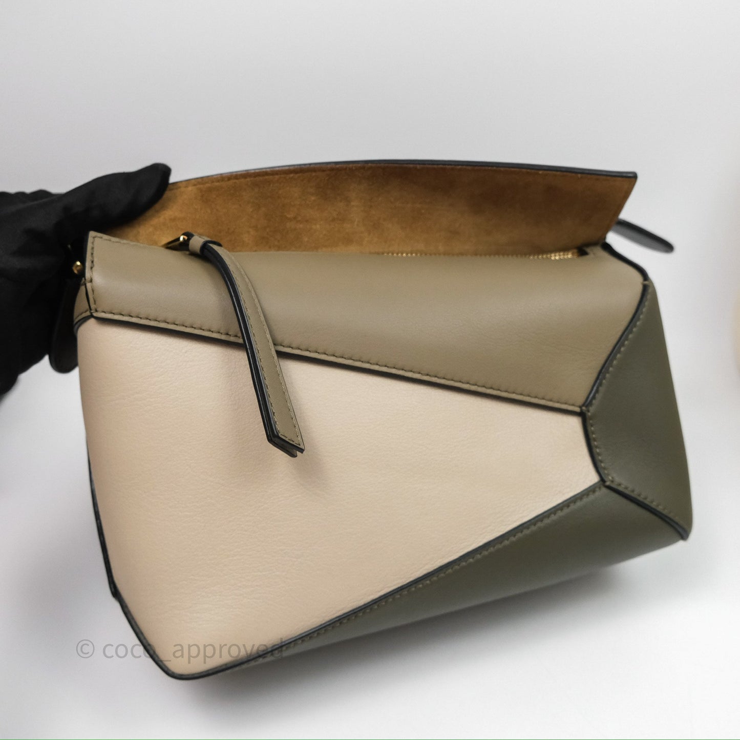 Loewe Small Puzzle Edge Bag Laurel Green/Light Oat Calfskin