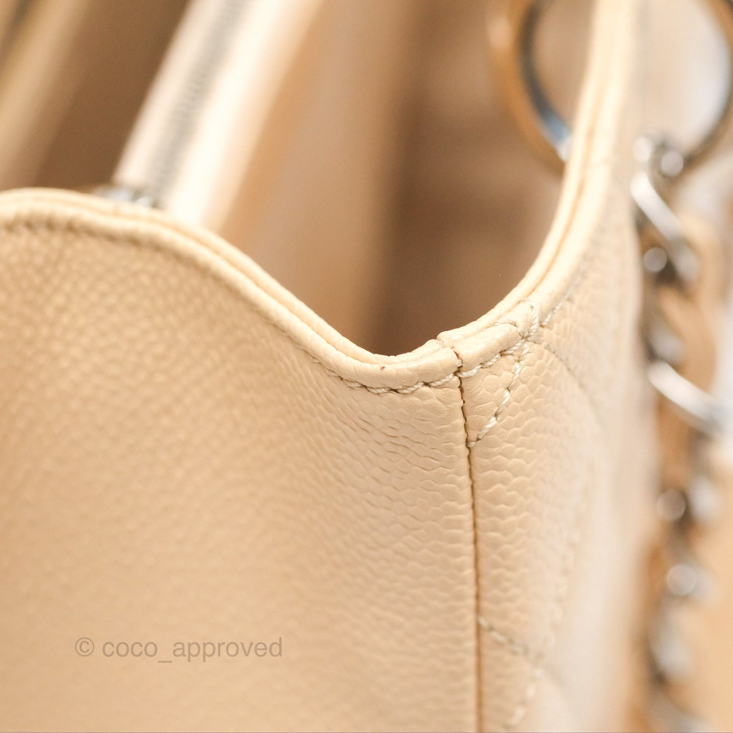 Chanel GST Beige Caviar Silver Hardware