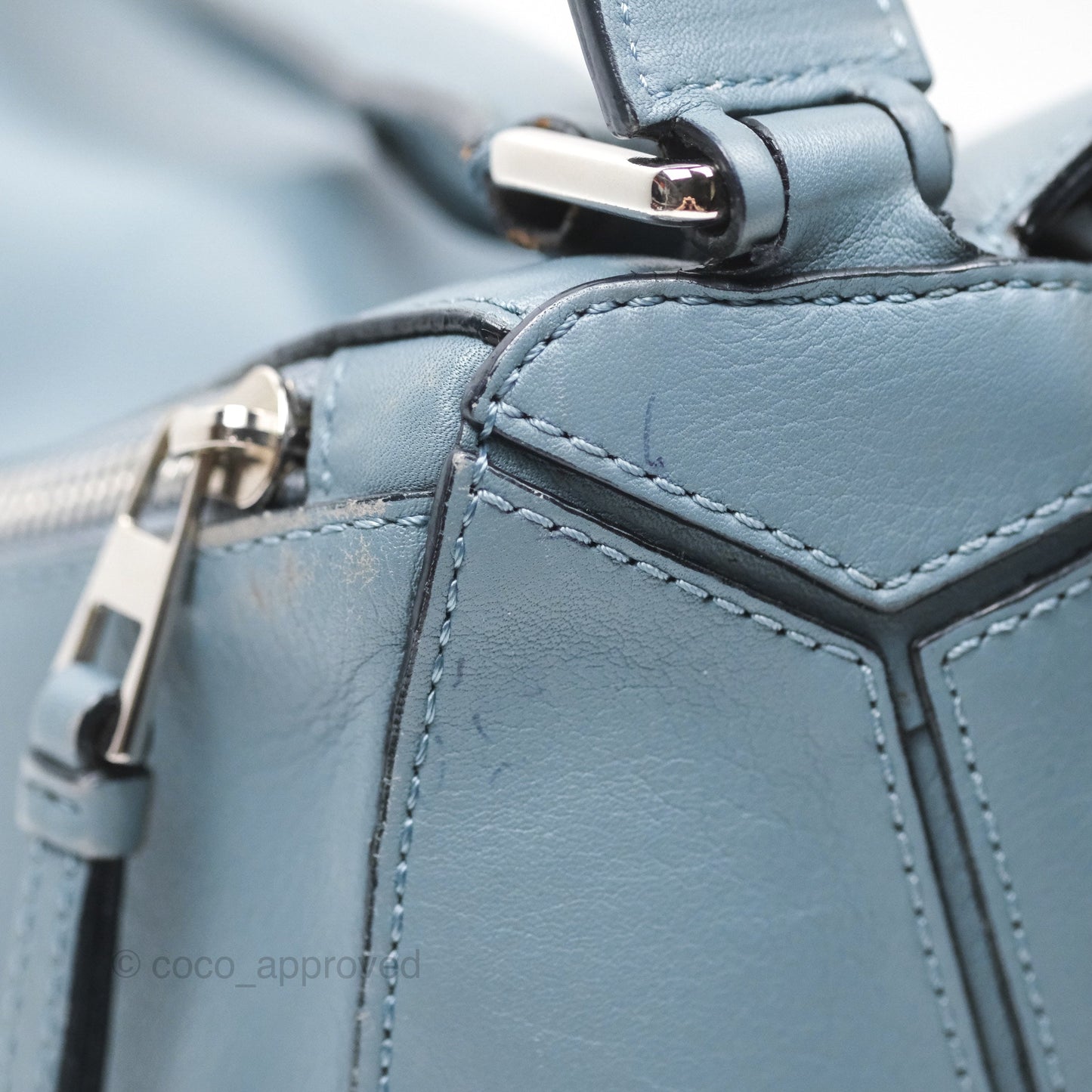 Loewe Medium Puzzle Bag Blue Calfskin Silver Hardware