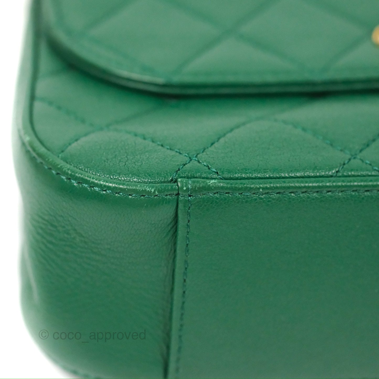 Chanel Chain Infinity Top Handle Bag Green Lambskin Aged Gold Hardware