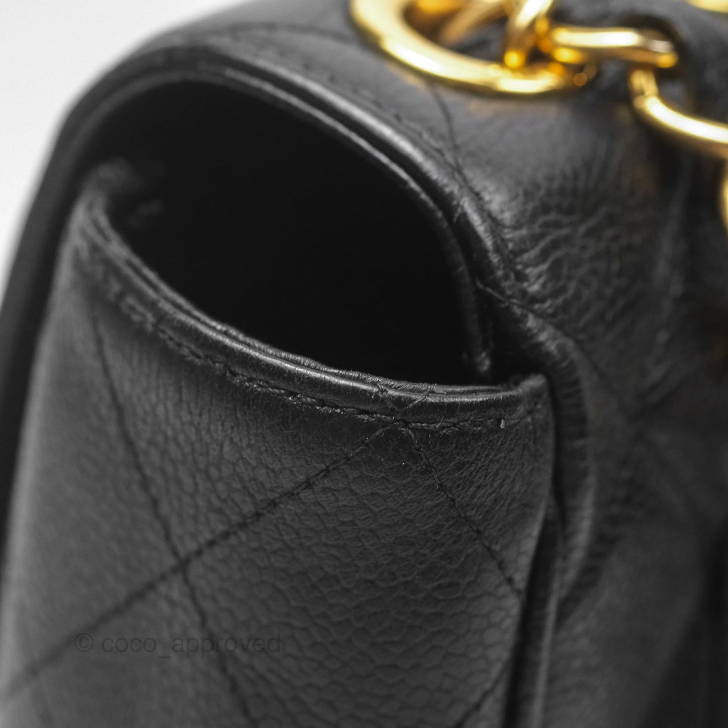 Chanel Vintage Jumbo Single Flap Black Caviar 24K Gold Hardware