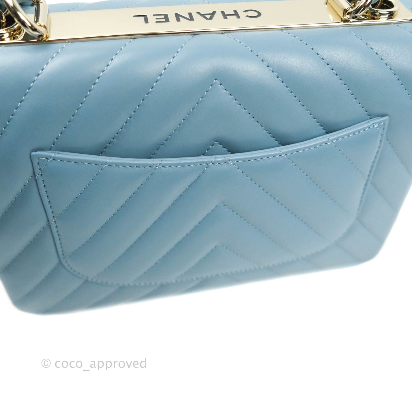 Chanel Trendy CC Chevron Small Blue Lambskin Gold Hardware