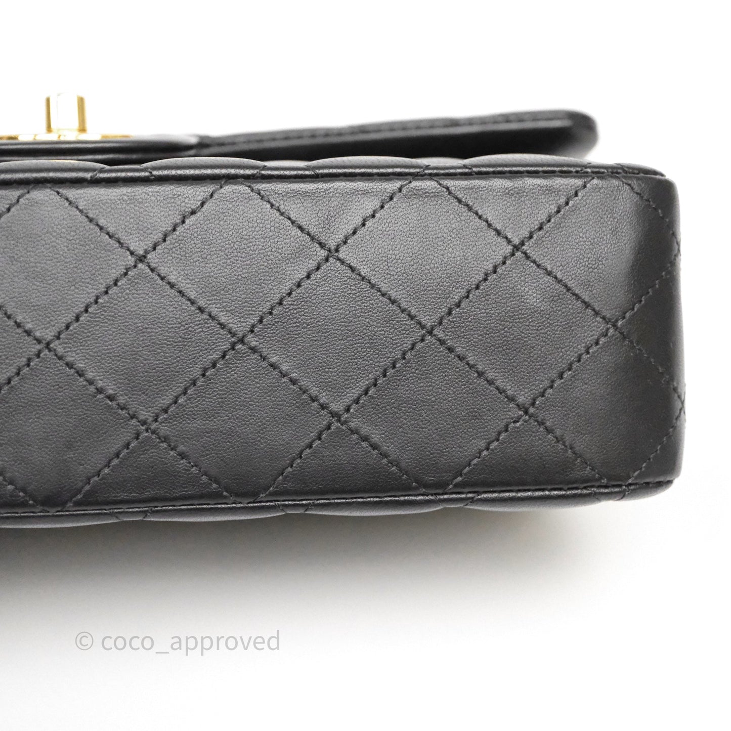 Chanel Classic M/L Medium Flap Quilted Black Lambskin Gold Hardware