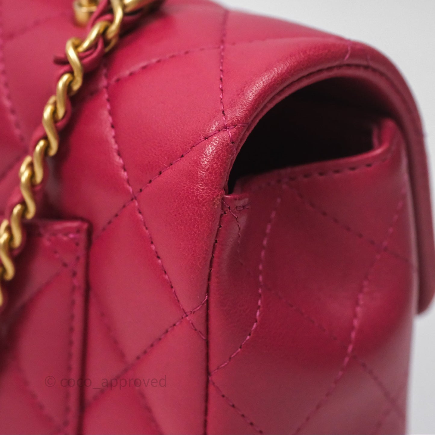 Chanel Top Handle Mini Rectangular Flap Red Lambskin Aged Gold Hardware