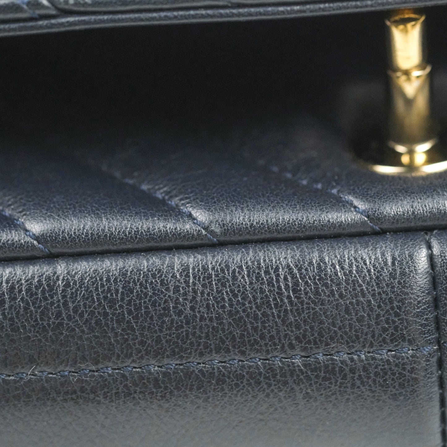 Chanel Medium Statement Chevron Flap Bag Navy Calfskin Gold Hardware