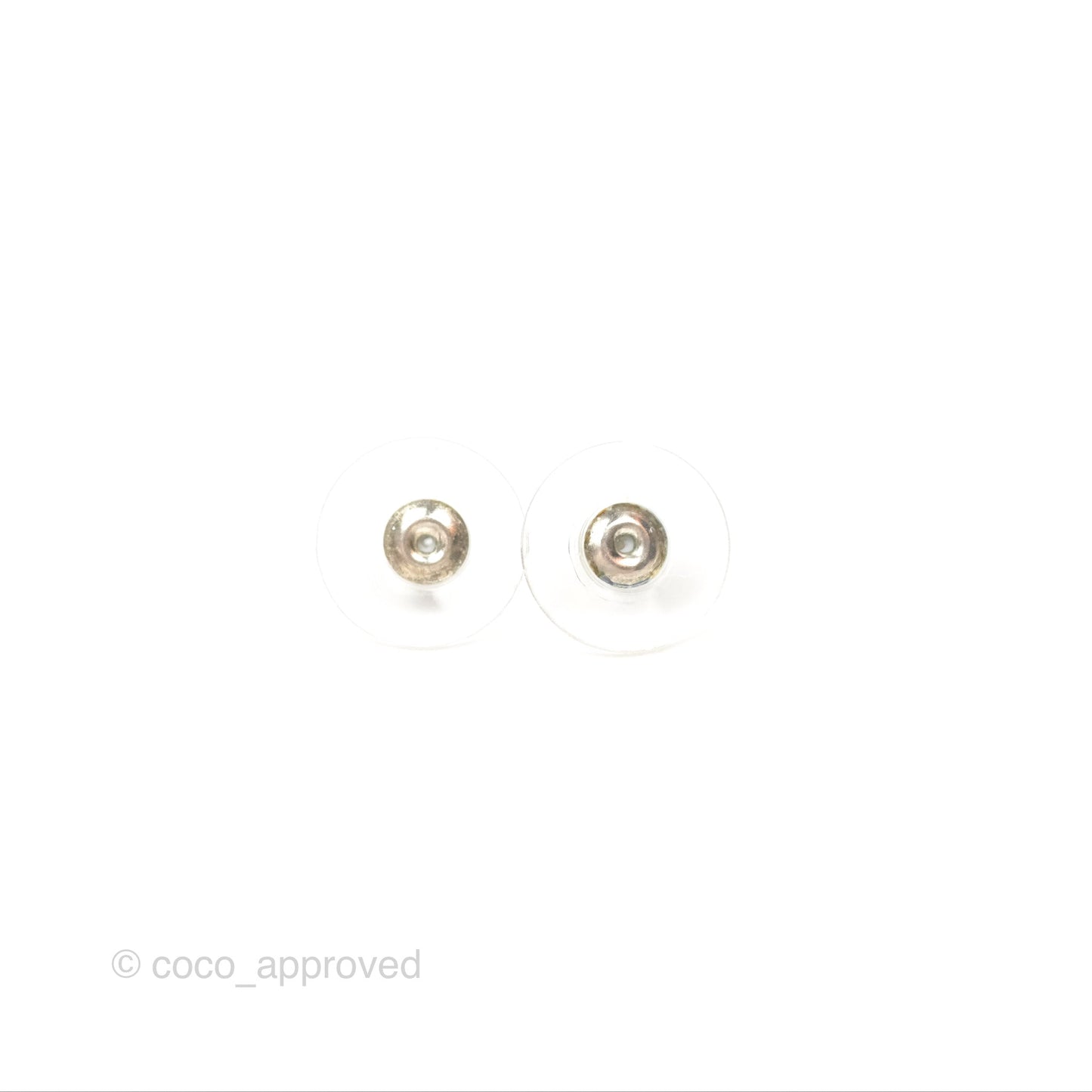 Chanel Crystal 19 CC Lock Earrings Silver Tone 22A