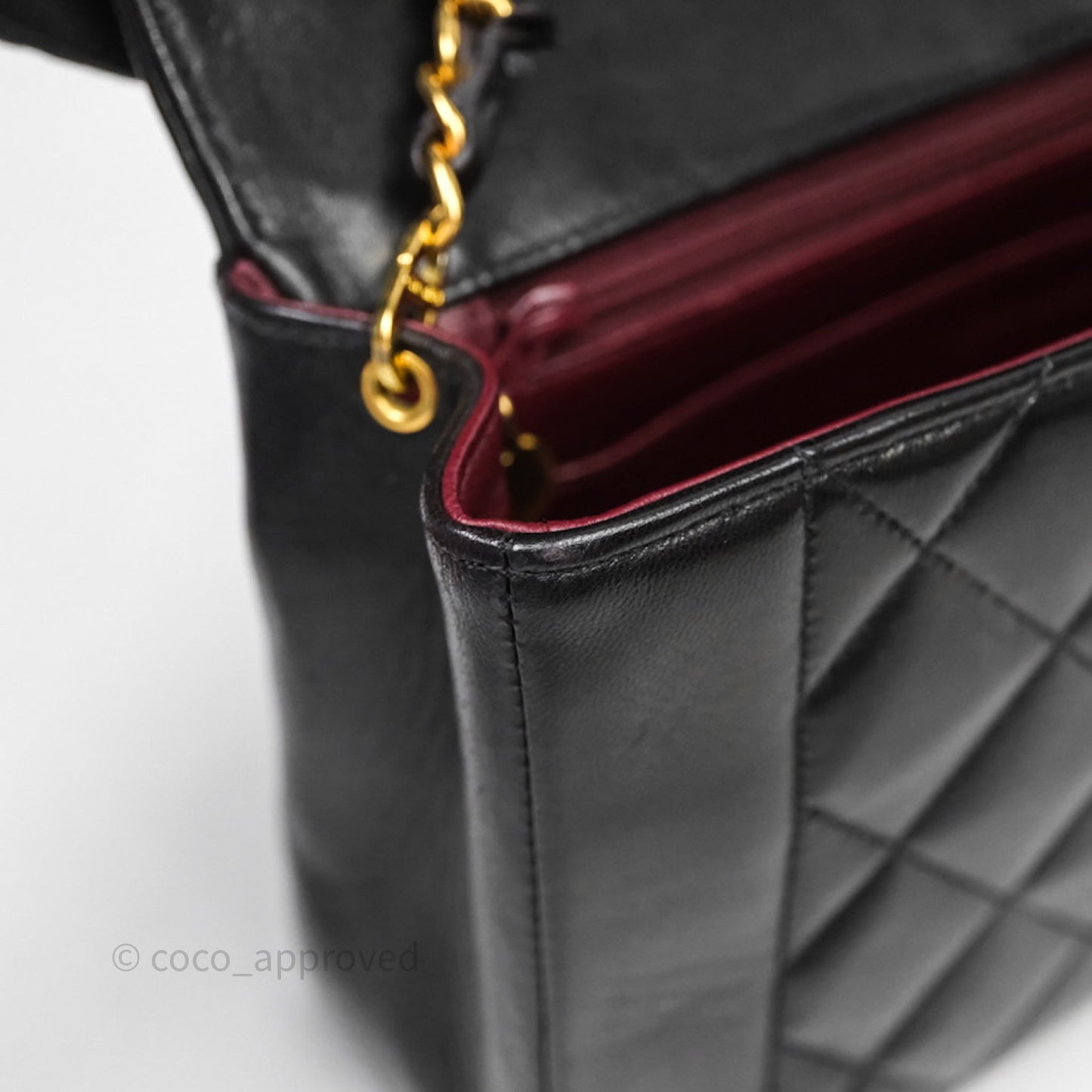 Chanel Vintage Medium Classic Diana Flap Bag Black Lambskin 24K Gold Hardware