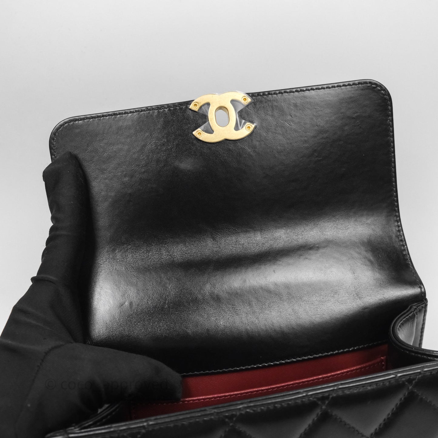 Chanel Mini Perfect Fit Adjustable Chain Black Calfskin Aged Gold Hardware
