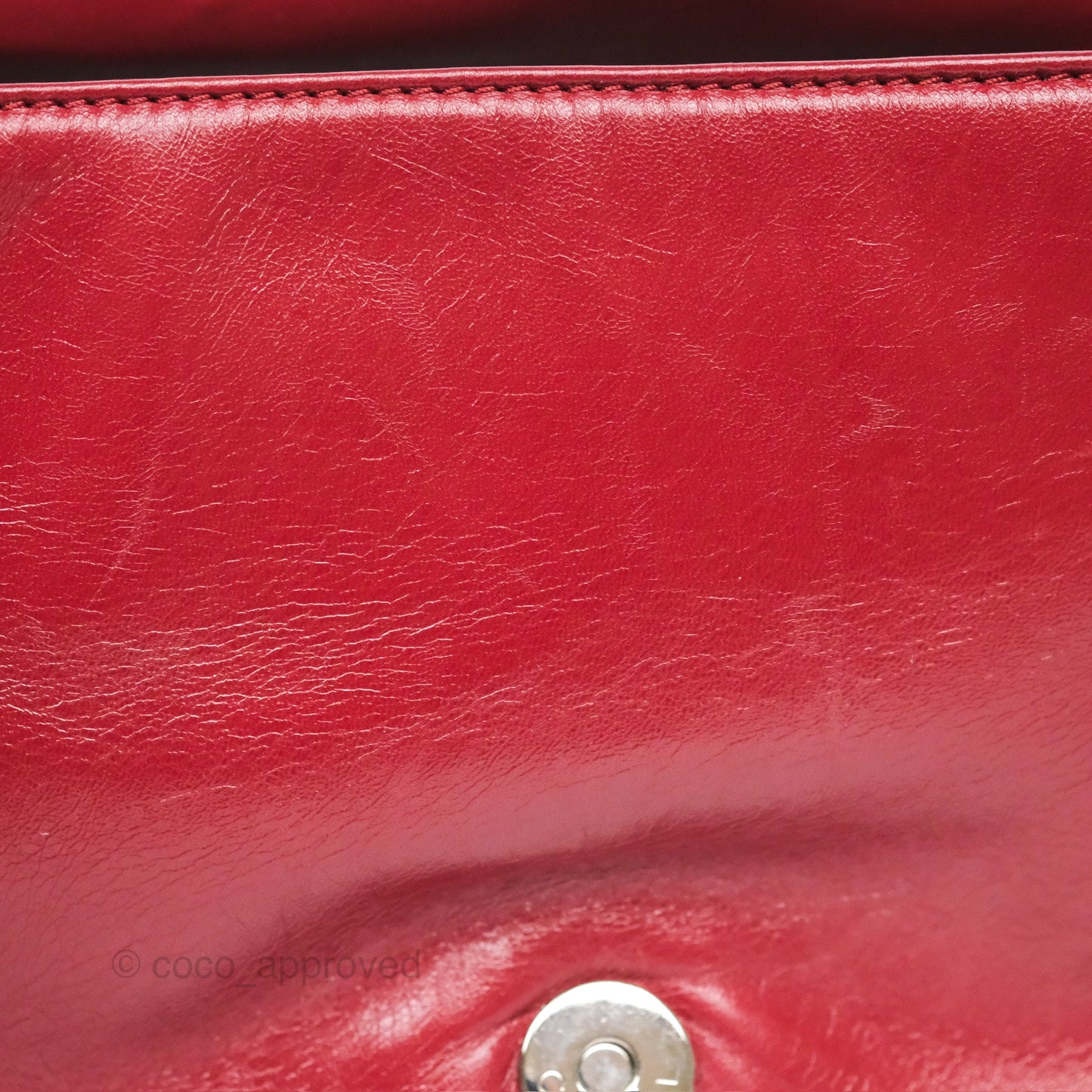 Chanel CC Flap Shoulder Bag Dark Red Crumpled Leather Silver Hardware