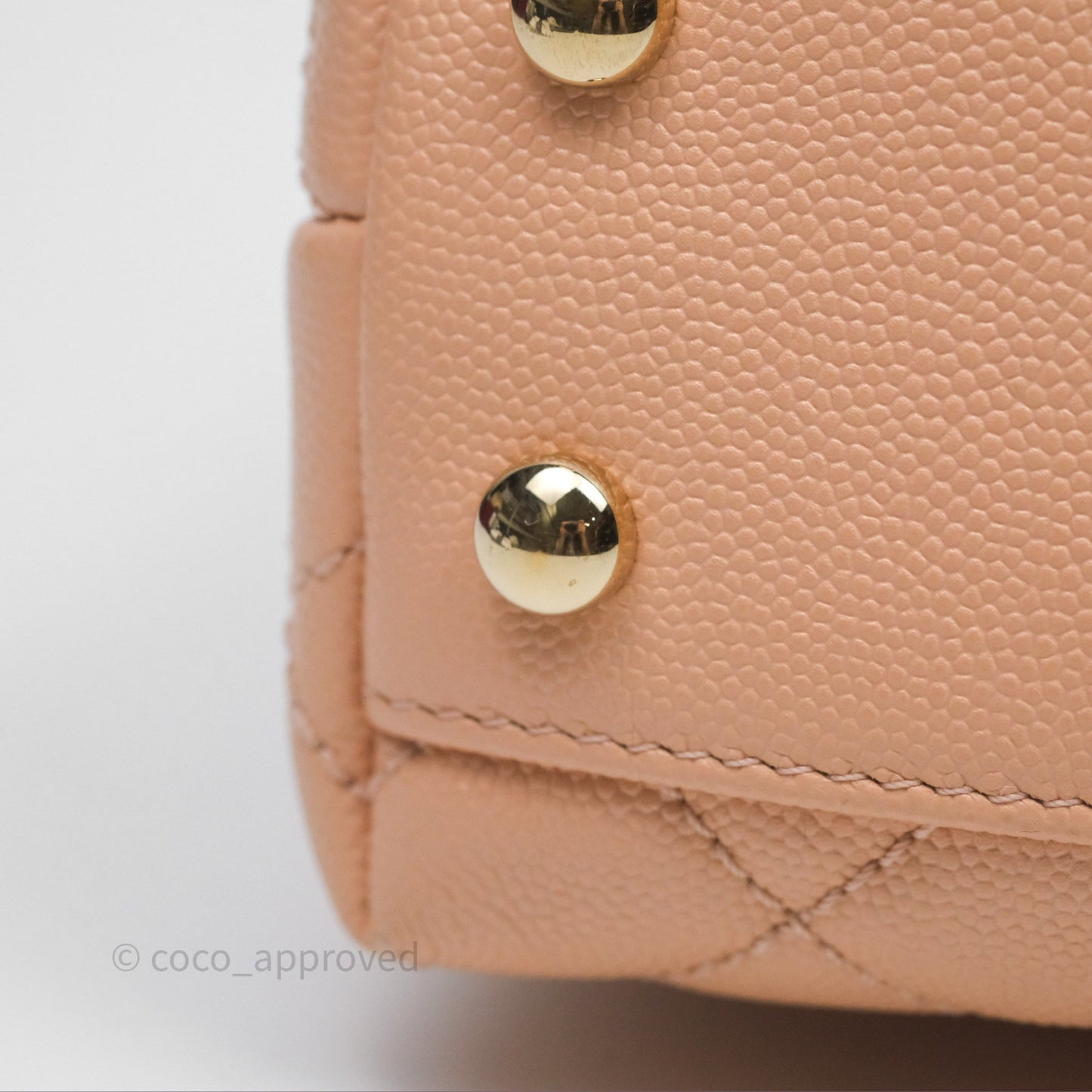 Chanel Small Coco Handle Quilted Pink Beige Caviar Gold Hardware