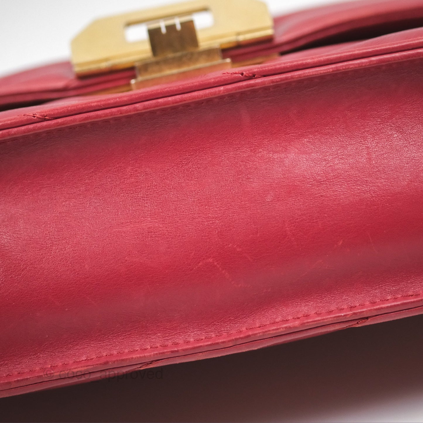 Chanel Chevron Shoulder Bag Red Calfskin Aged Gold Hardware