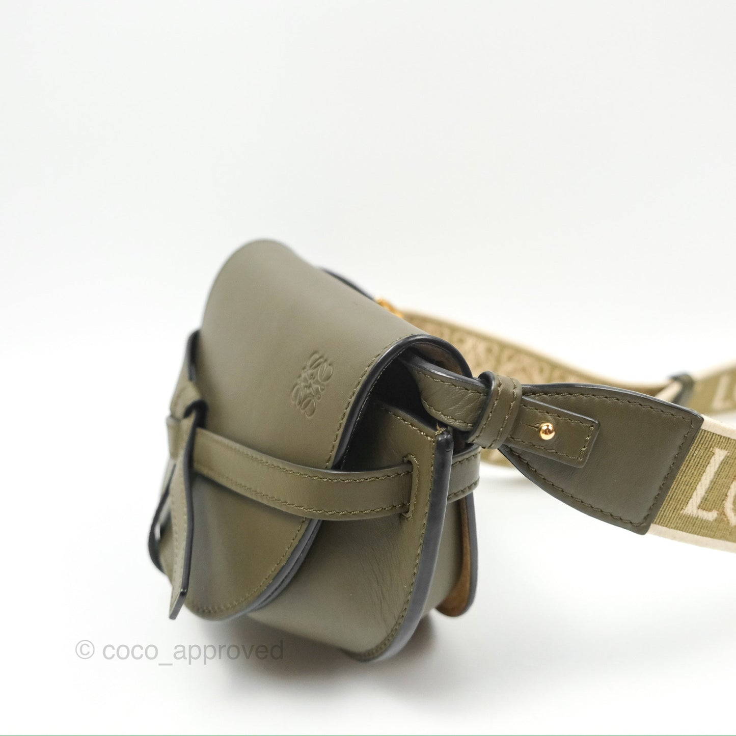 Loewe Mini Gate Dual Bag Soft Calfskin & Jacquard Strap Autumn Green