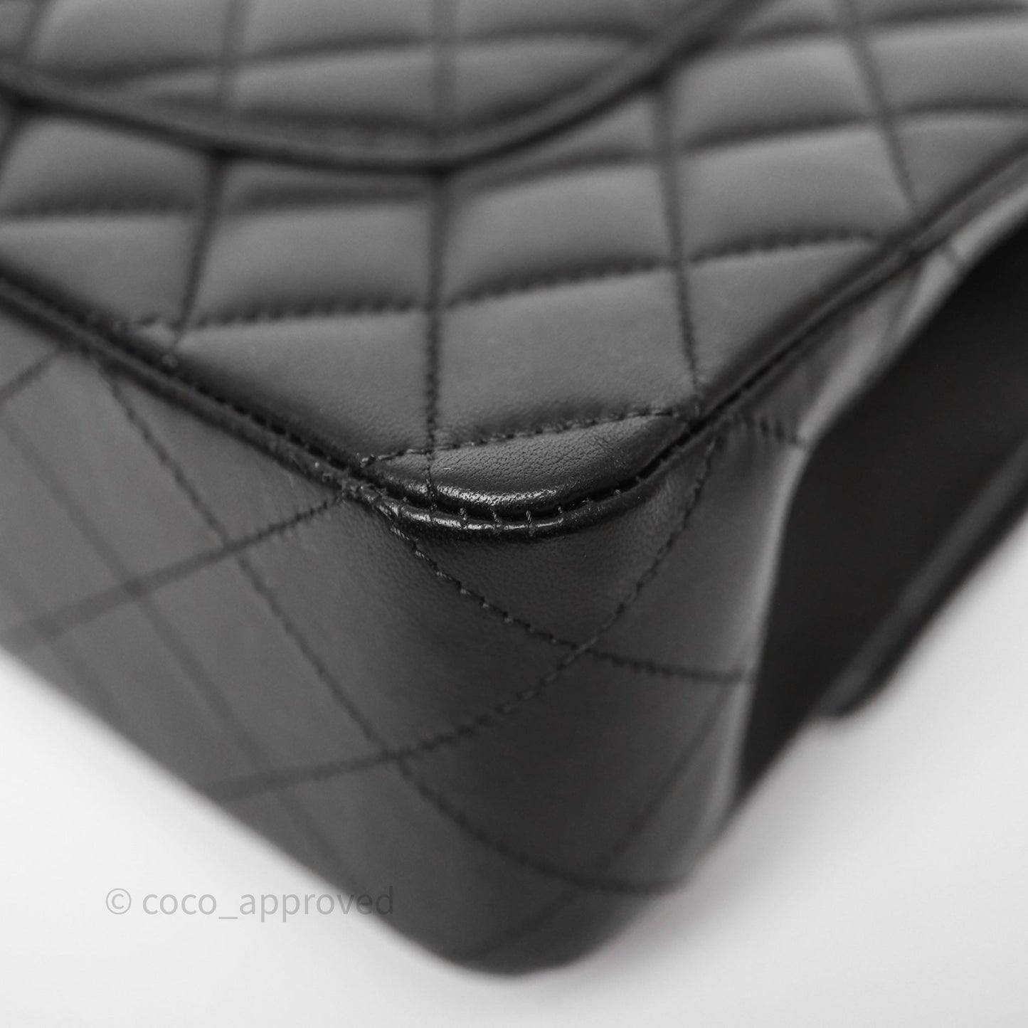 Chanel Classic M/L Medium Flap Quilted Black Lambskin Gold Hardware
