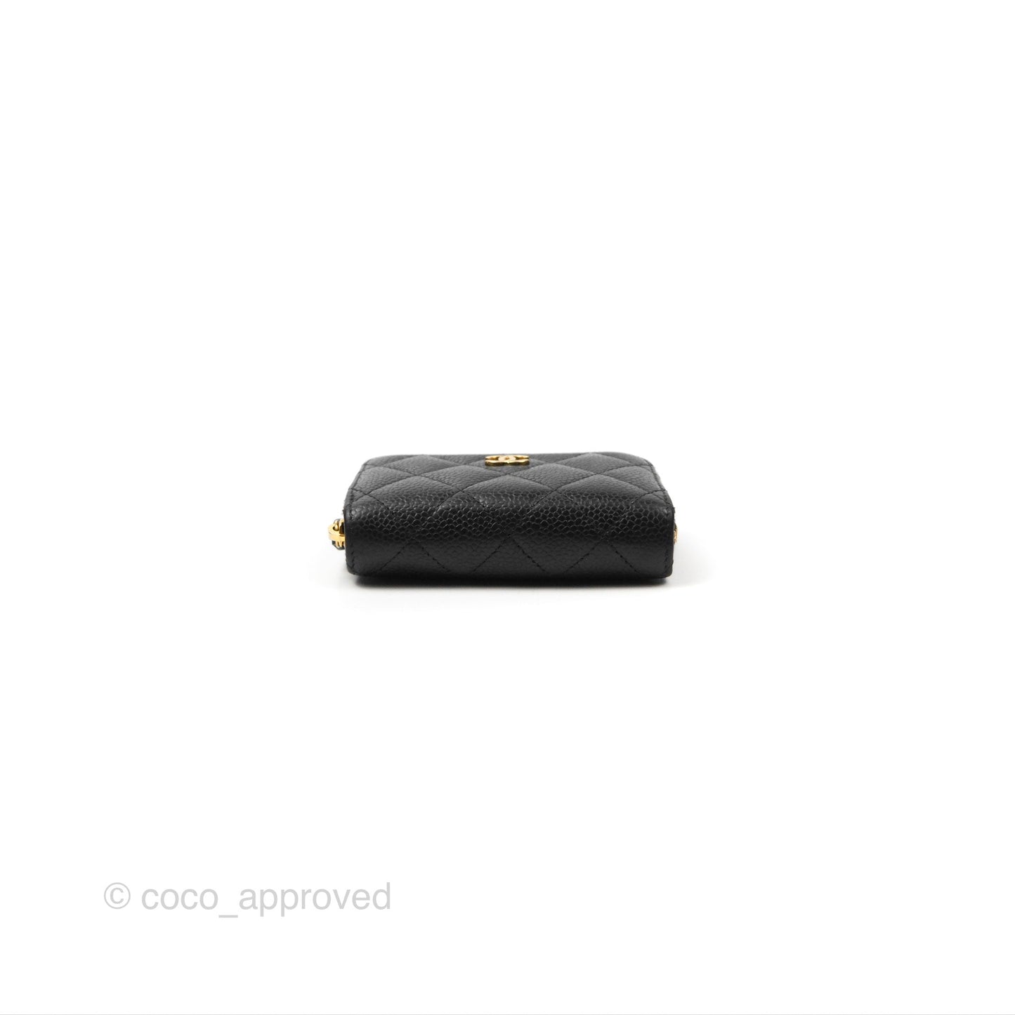 Chanel Quilted Zip Card Holder Black Caviar Gold Hardware