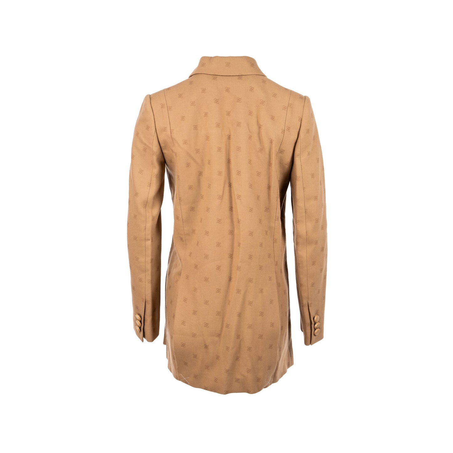 Fendi size 36 FF karligraphy motif double-breasted blazer laine wool brown