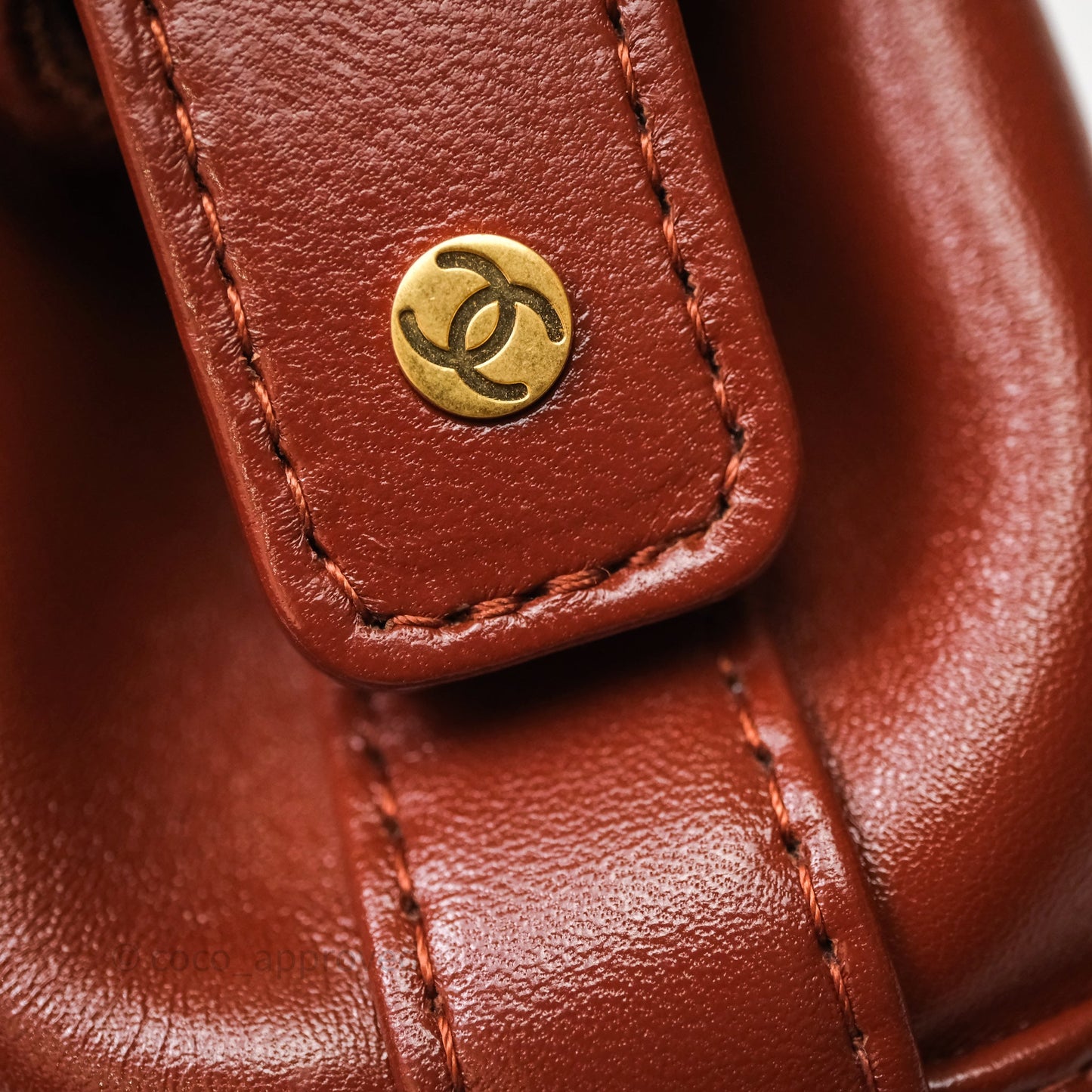Chanel Mini Cocodoc Doctor Bag Quilted Brown Shiny Lambskin Aged Gold Hardware 24A