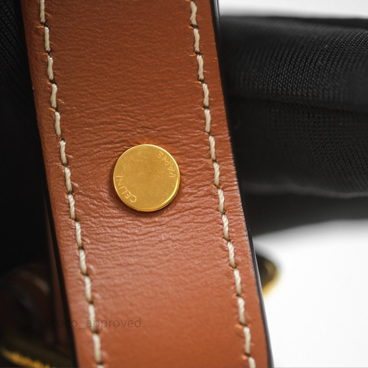 Celine Ava Bag in Embroidered Bouclette Textile with Triomphe Tan/ Navy