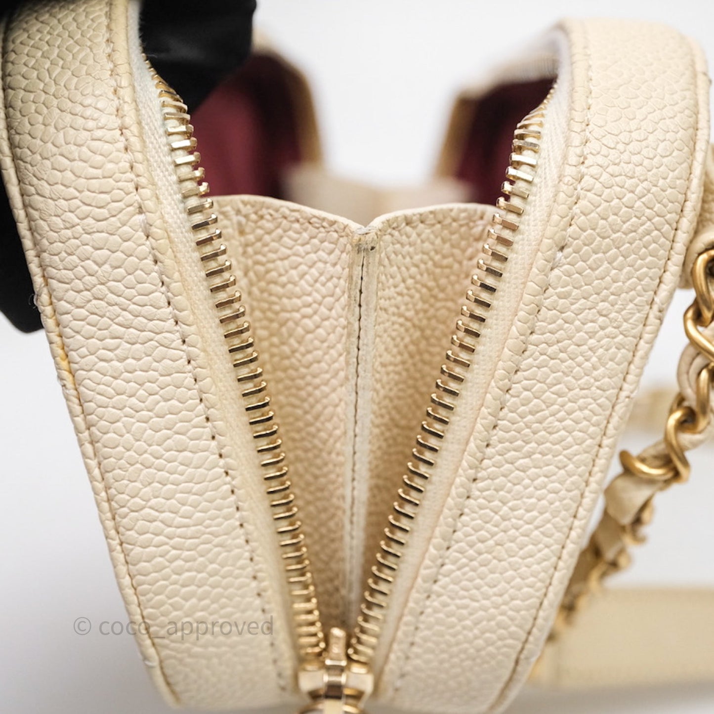Chanel Quilted Caviar Waist Bag Ivory Aged Gold Hardware