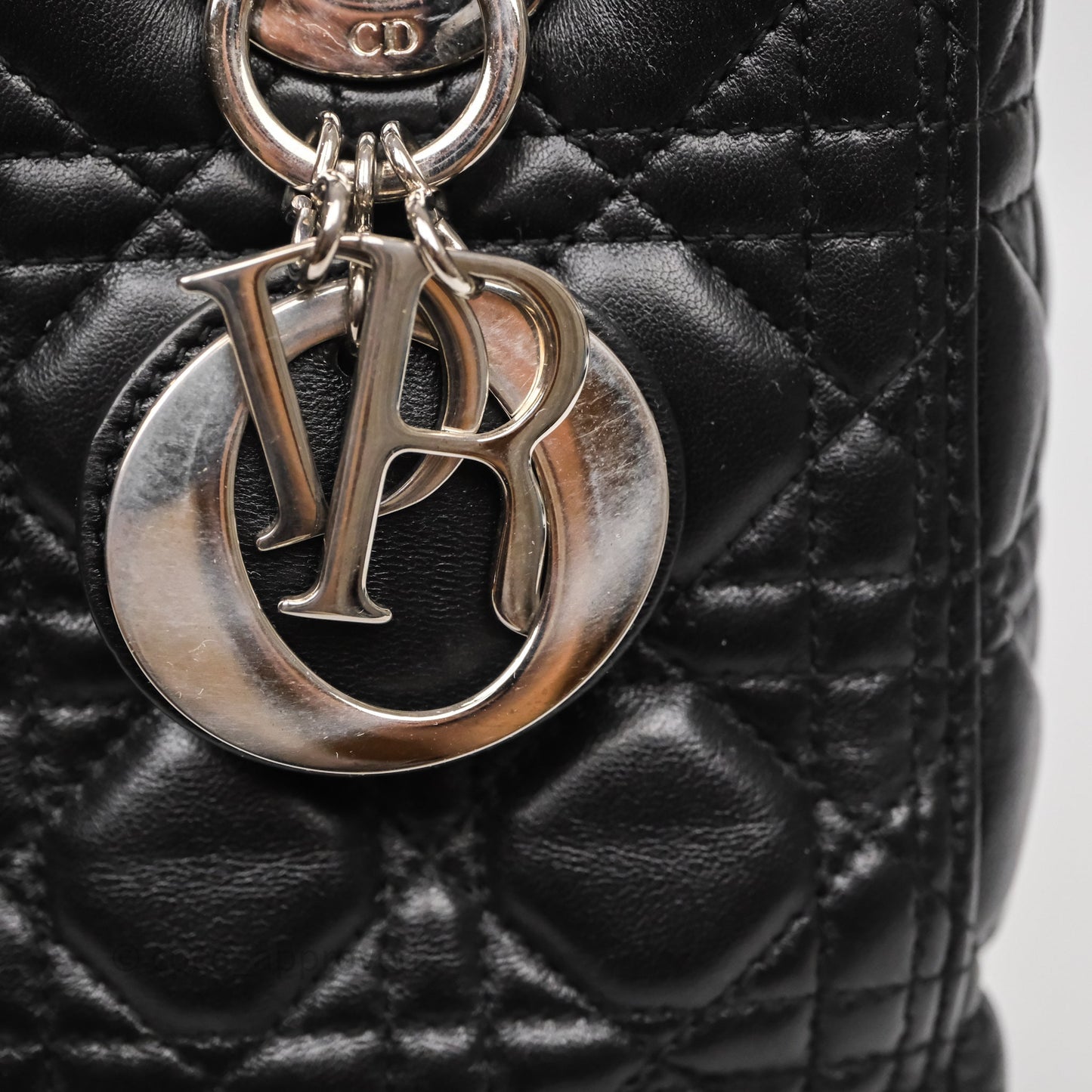 Christian Dior Medium Lady Dior Black Lambskin Silver Hardware