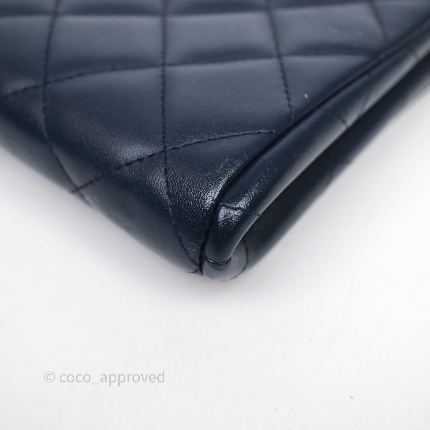 Chanel Quilted Clutch with Chain Lambskin Navy Gun Metal Hardware
