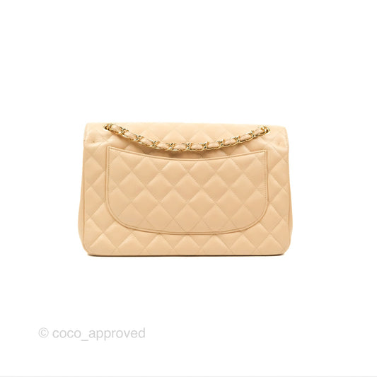 Chanel Jumbo Double Flap Beige Caviar Gold Hardware⁣⁣