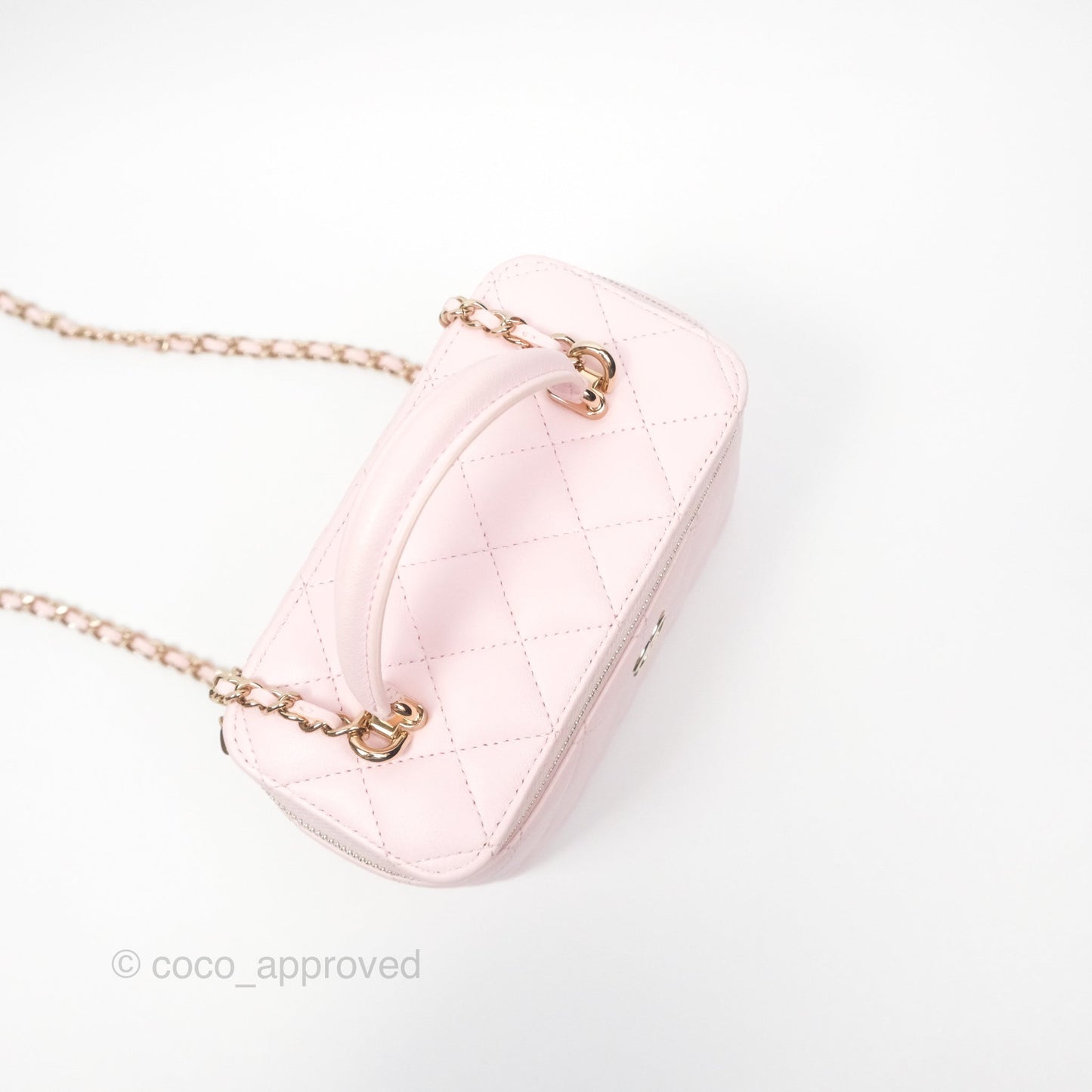 Chanel Vanity Rectangular Top Handle Light Pink Lambskin Gold Hardware