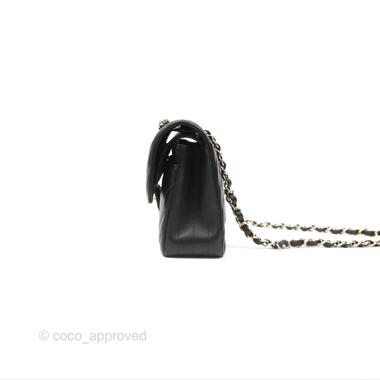 Chanel Small Classic Flap Chevron Black Lambskin Gold Hardware