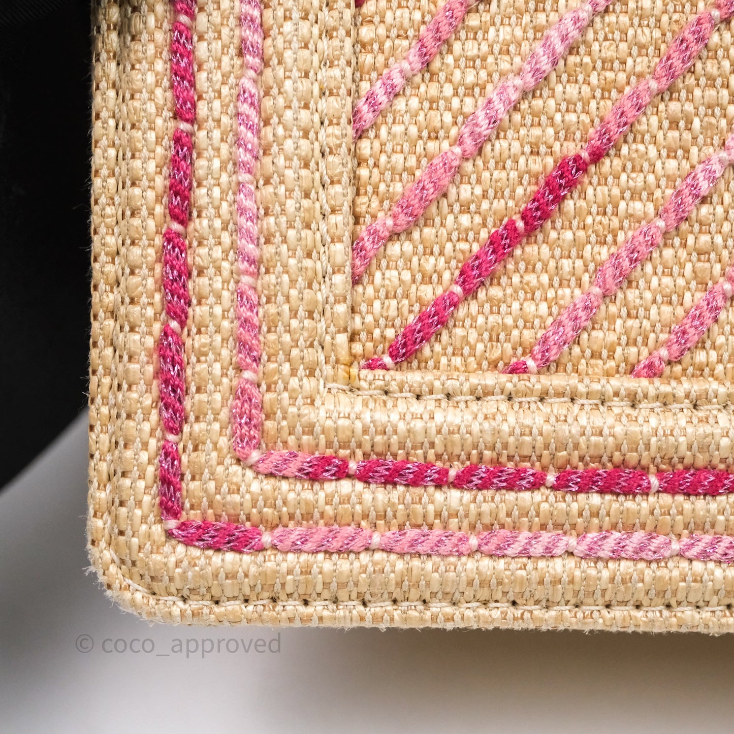 Chanel Small Boy Chevron Raffia Metallic Pink Aged Gold Hardware