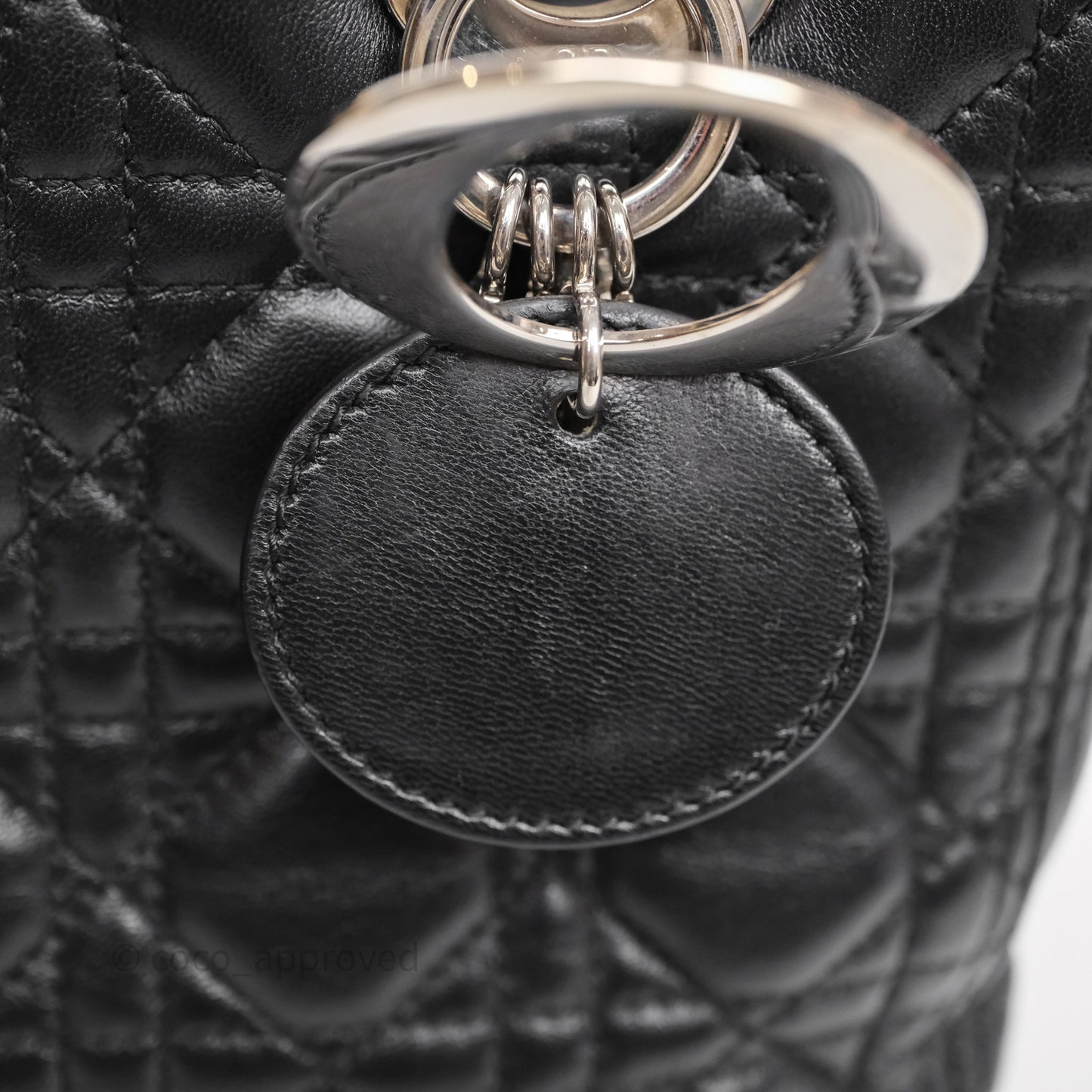 Christian Dior Medium Lady Dior Black Lambskin Silver Hardware