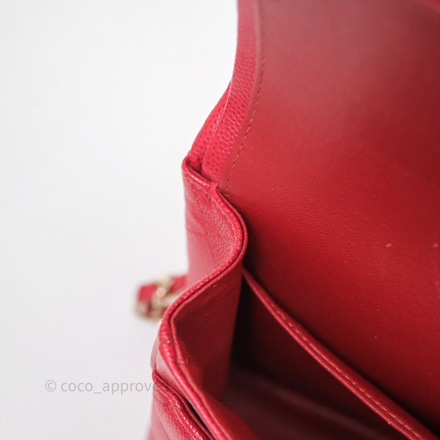 Chanel Classic M/L Medium Flap Quilted Red Caviar Gold Hardware