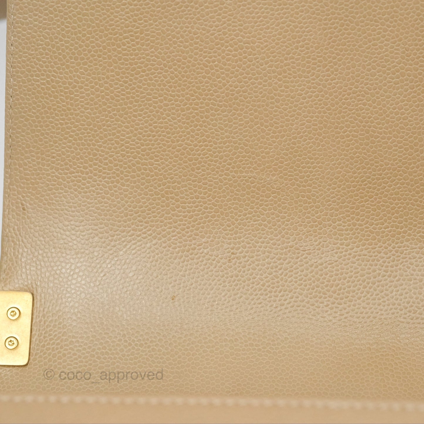 Chanel Medium Boy Chevron Beige Caviar Aged Gold Hardware