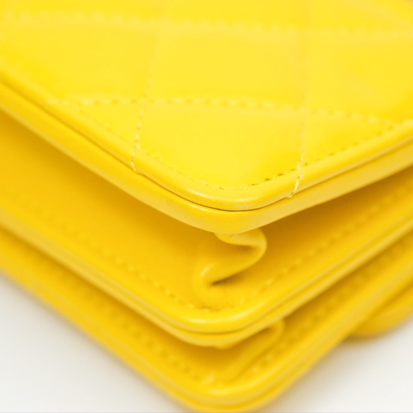 Chanel Lacquered Chain Mini WOC Yellow Lambskin