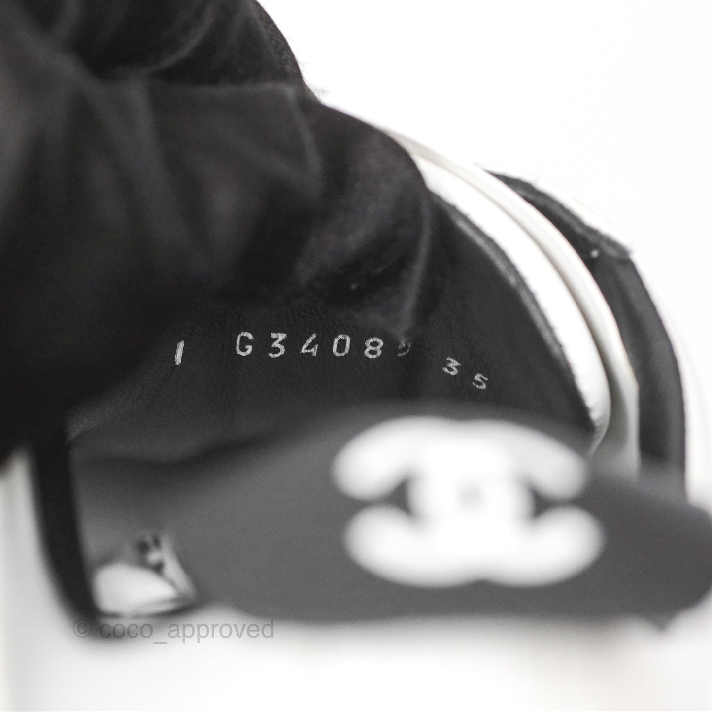 Chanel Logo Pull Tab Lace-up Sneakers White & Black Size 35