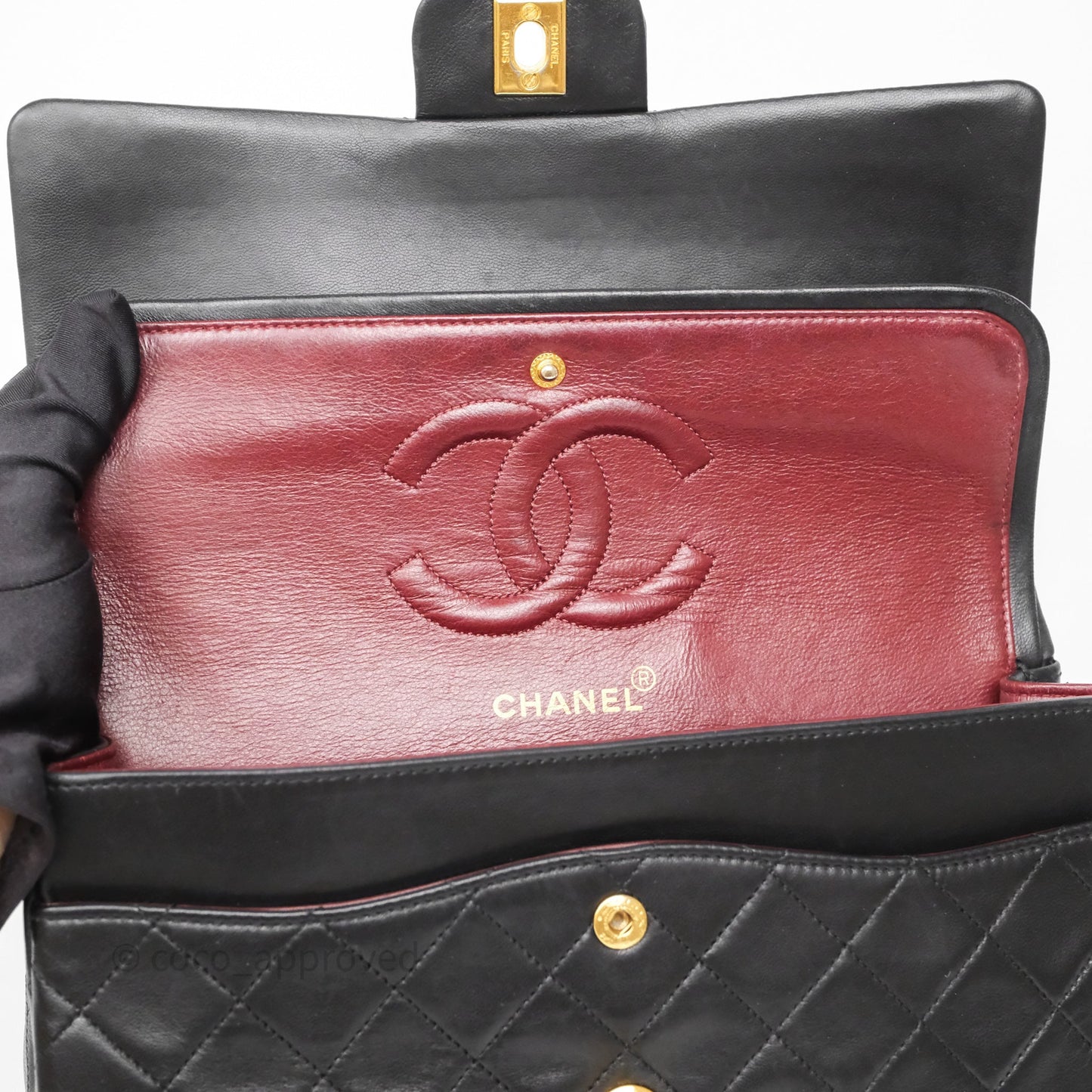Chanel Vintage Medium Classic Flap Black Lambskin 24K Gold Hardware