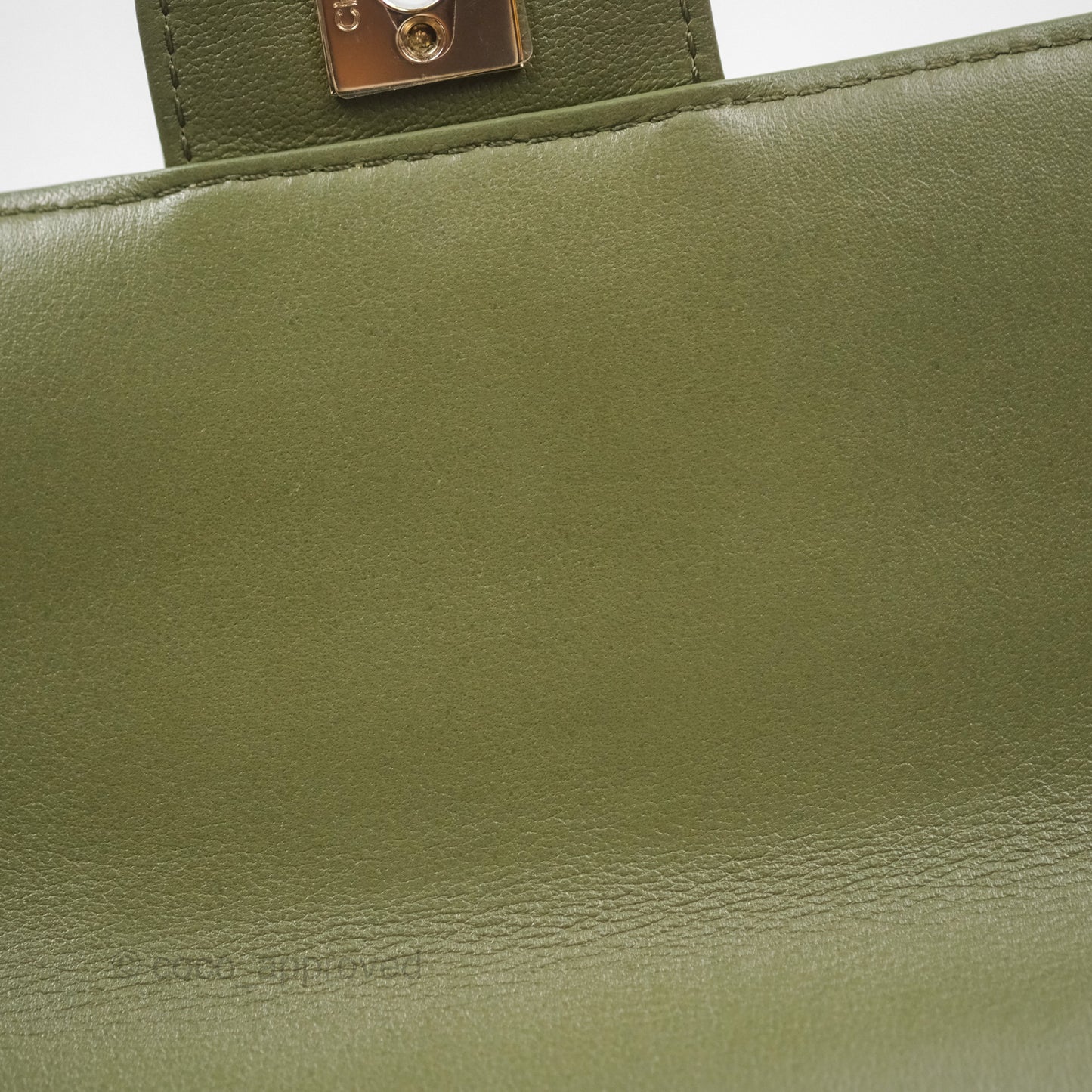 Chanel Small Coco Lady Quilted Flap Bag With Top Handle Olive Green Calfskin Gold Hardware