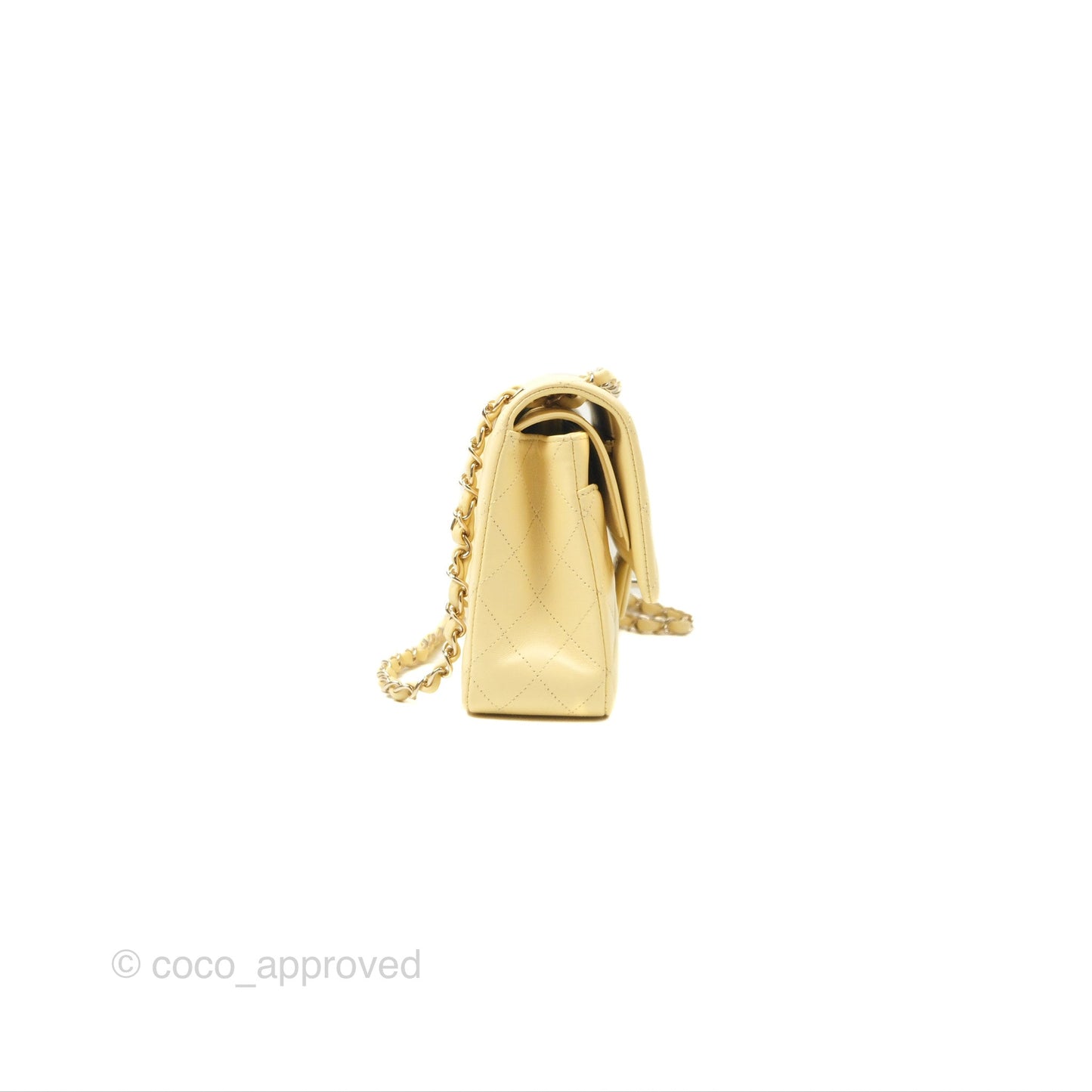 Chanel Classic M/L Medium Flap Quilted Yellow Lambskin Gold Hardware