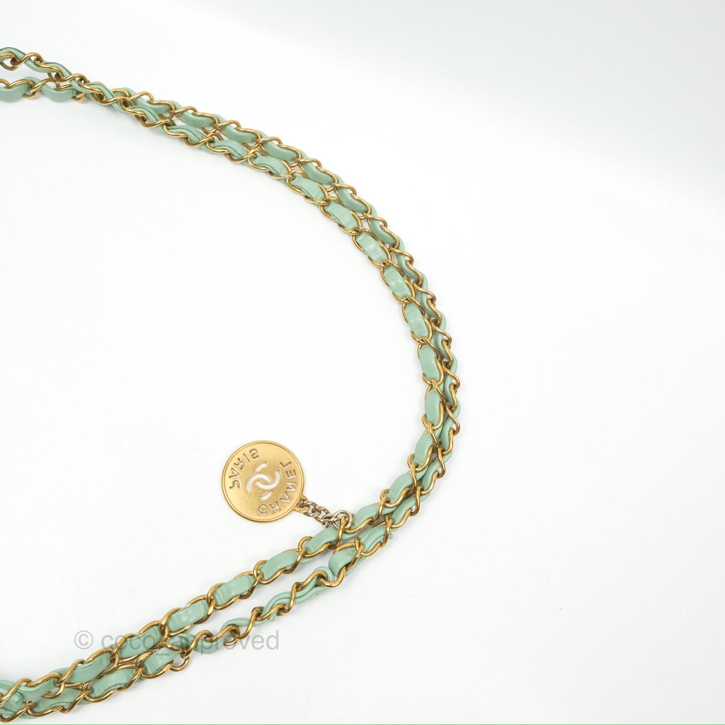 Chanel 22 Small Mint Green Shiny Calfskin Aged Gold Hardware