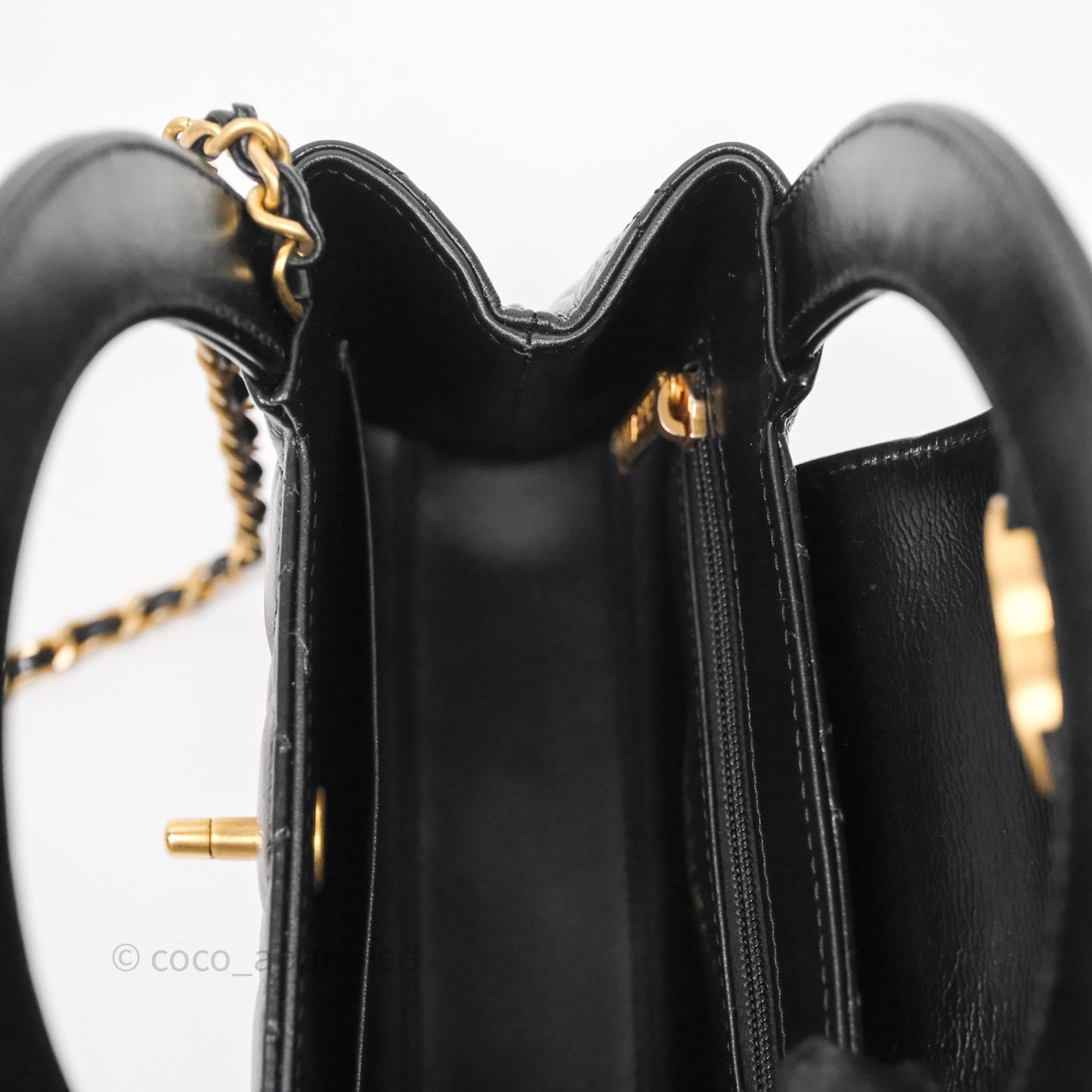 Chanel Kelly Bag Quilted Black Shiny Crumpled Calfskin Aged Gold Hardware
