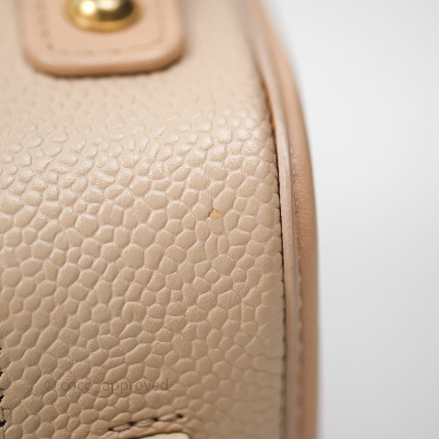 Chanel Quilted Small CC Filigree Vanity Case Beige Caviar Gold Hardware