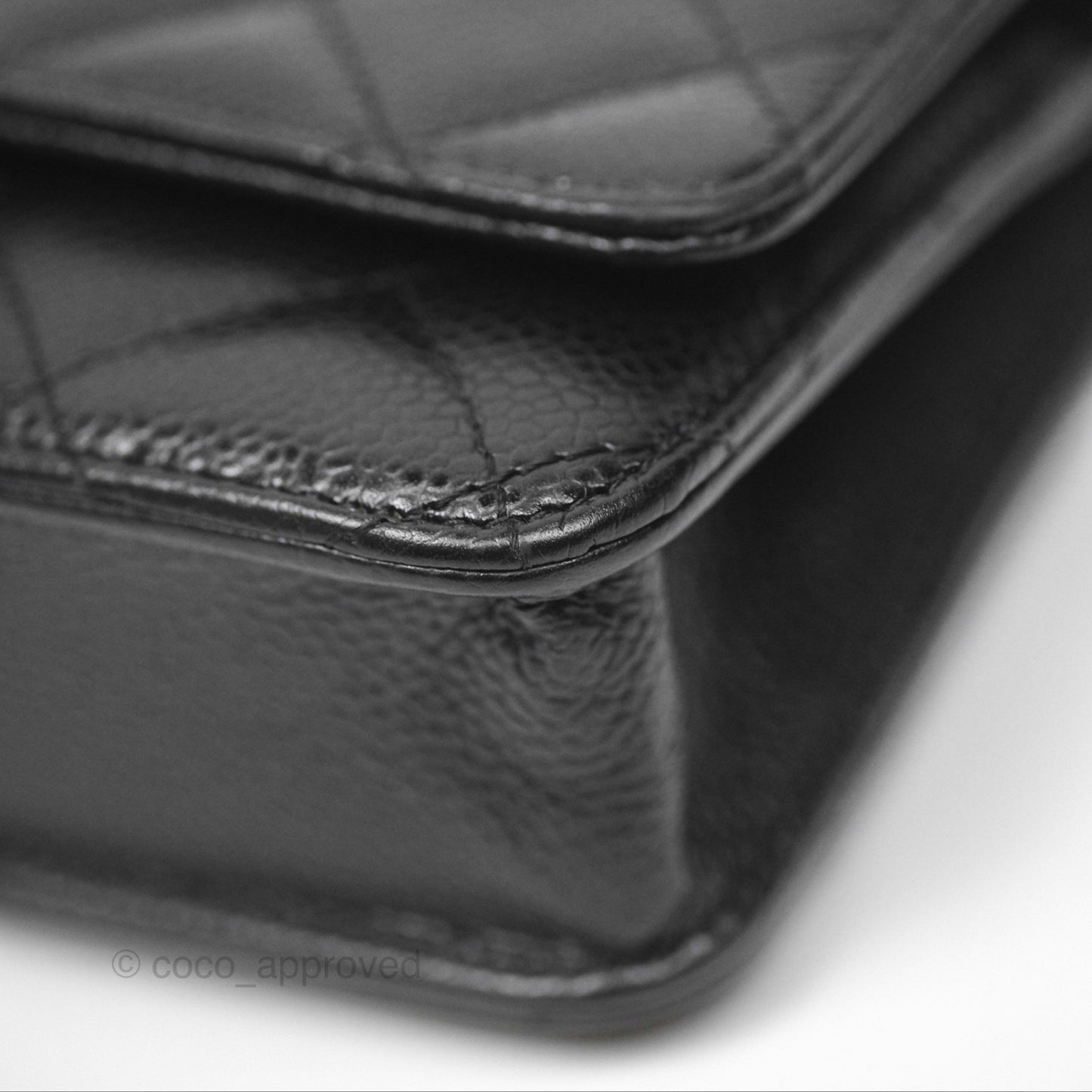 Chanel Classic Wallet On Chain WOC Quilted Black Caviar Gold Hardware