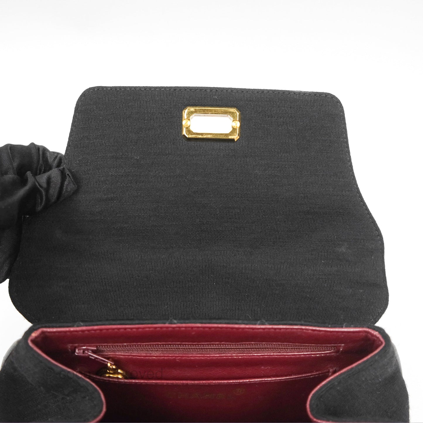 Chanel Vintage Small Quilted Jersey Mademoiselle Top Handle Flap Bag Black