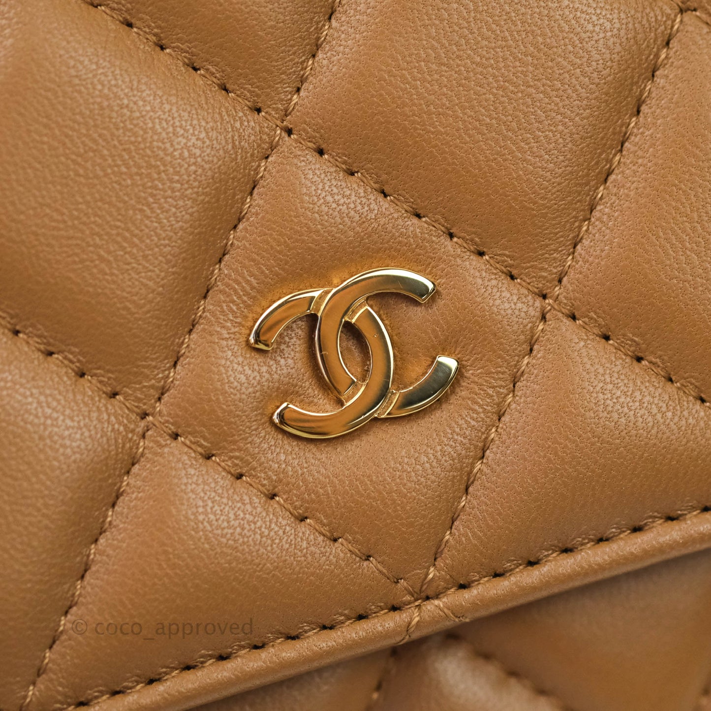 Chanel Quilted Wallet on Chain WOC Caramel Tan Lambskin Gold Hardware