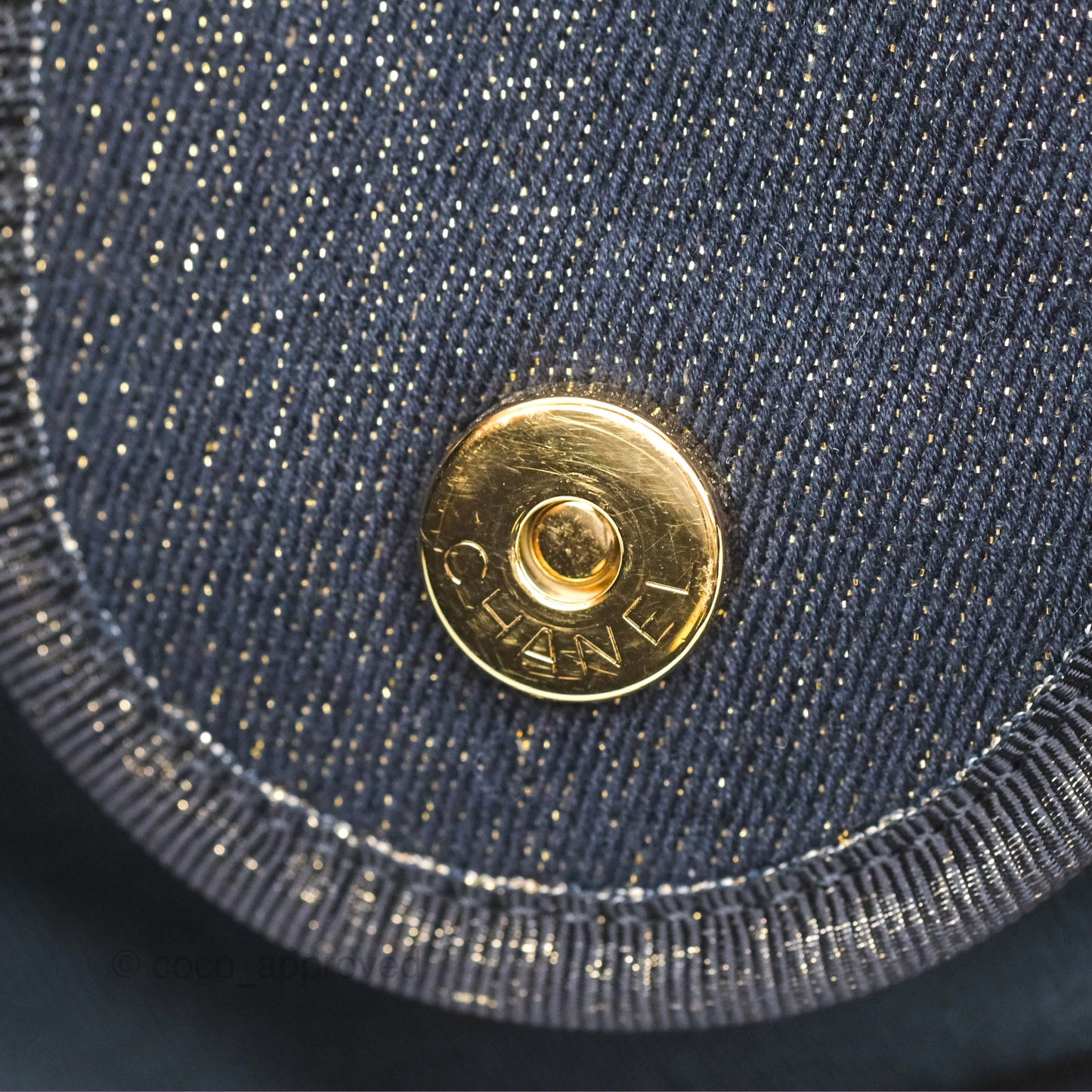 Chanel Large Deauville Navy Glitter Canvas Gold Hardware