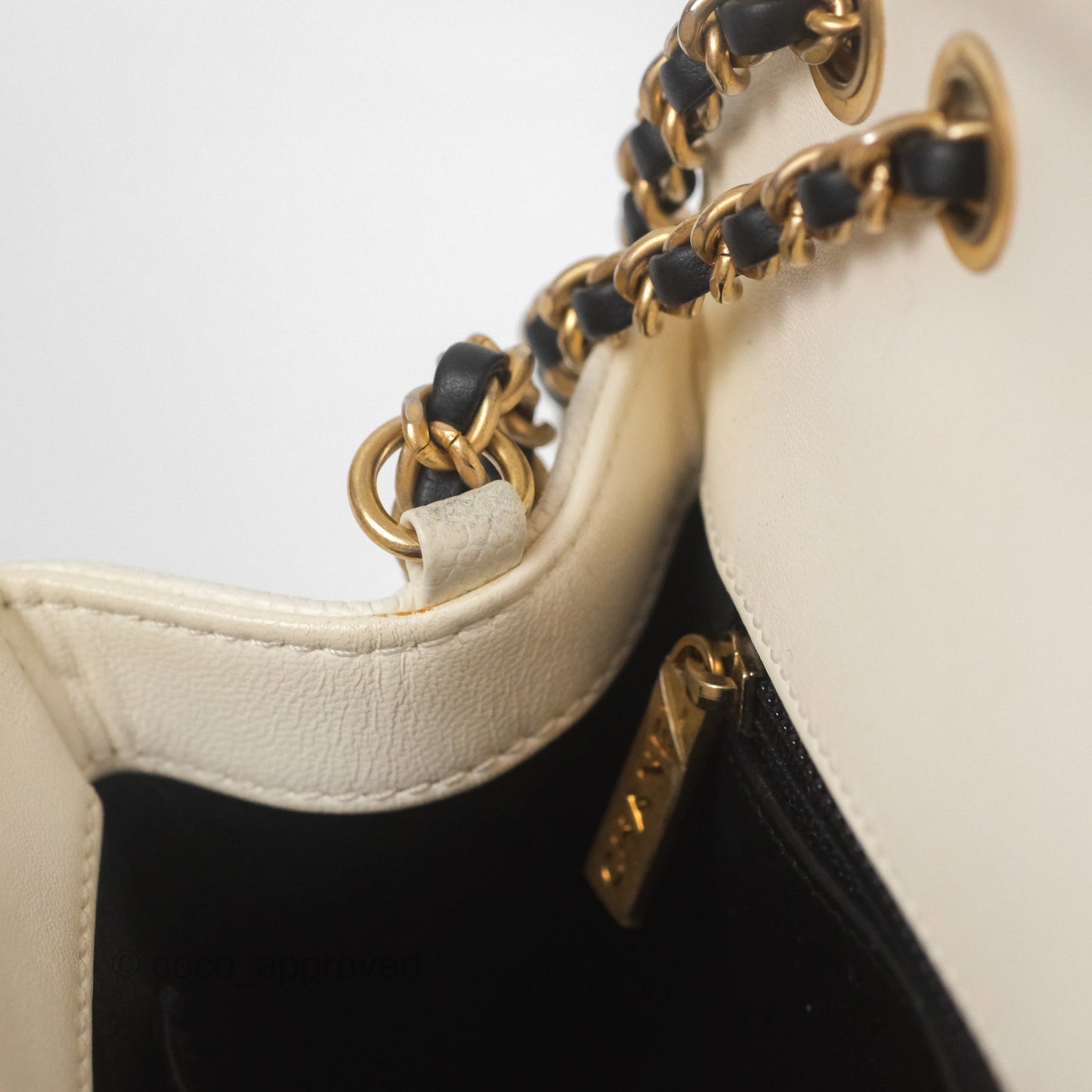 Chanel Small CC Filigree Flap Quilted Ivory Caviar