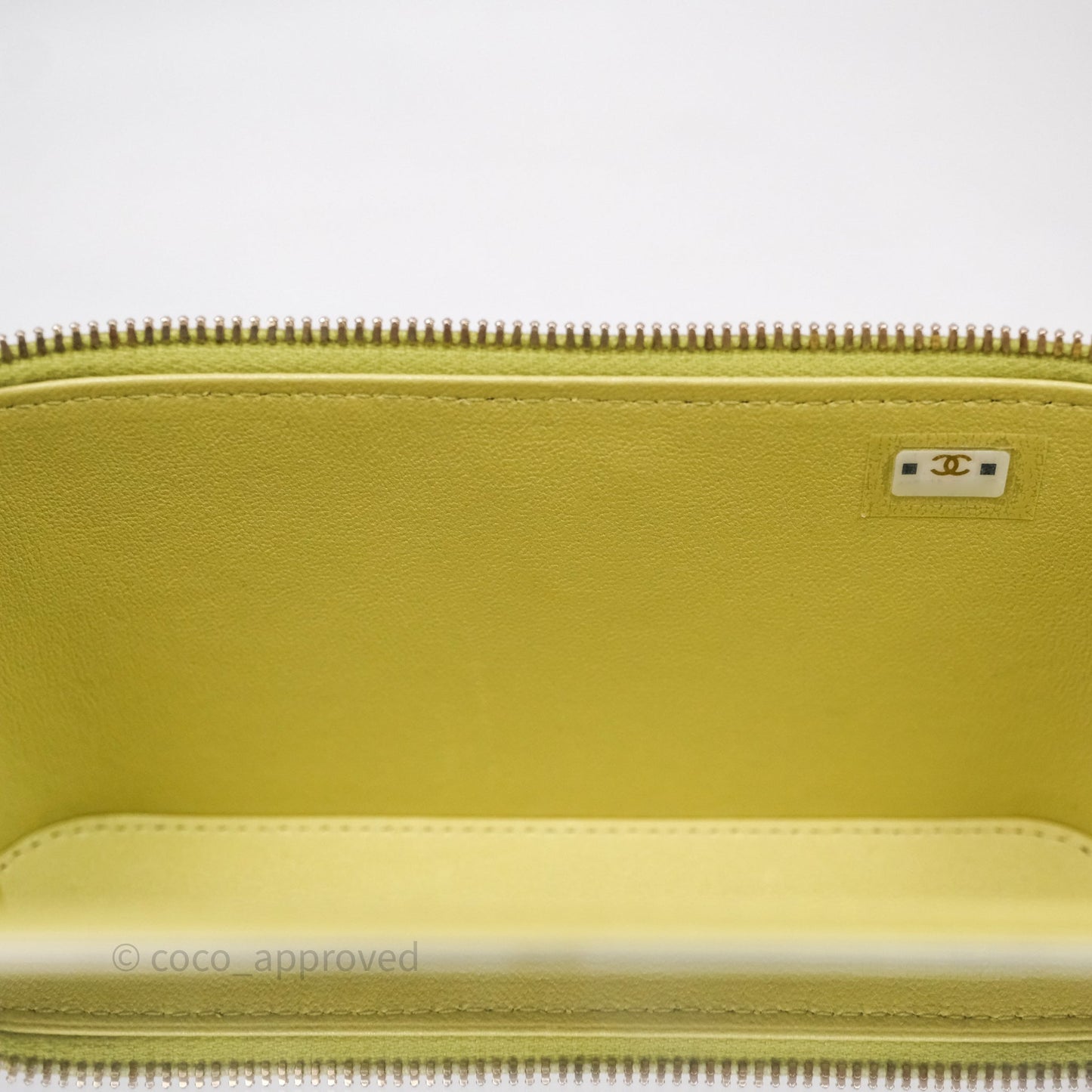 Chanel Quilted Vanity With Chain Lambskin Green Gold Hardware