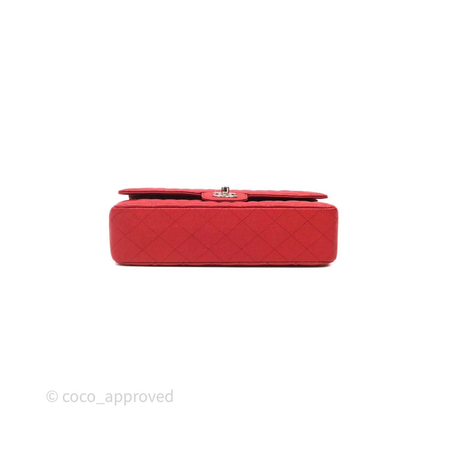 Chanel Classic M/L Medium Flap Quilted Red Caviar Silver Hardware