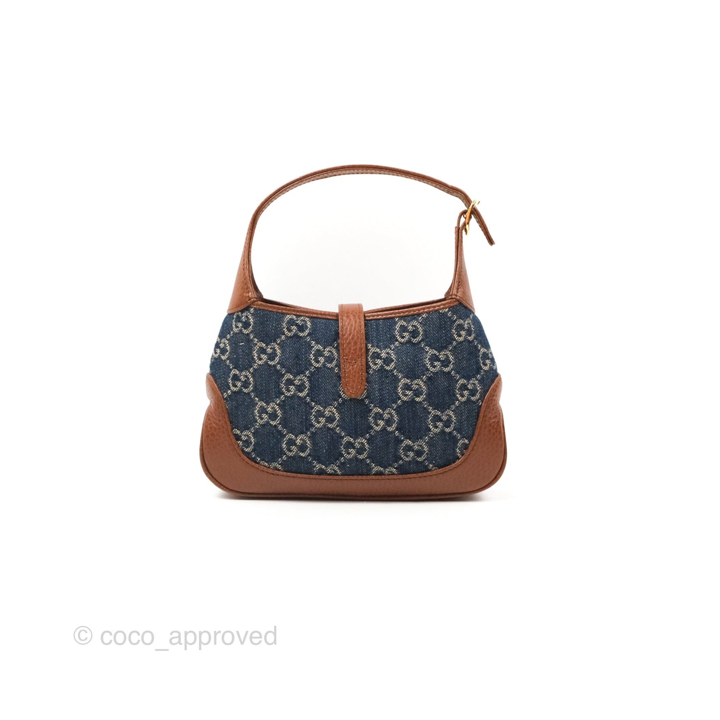 Gucci Jackie 1961 GG Supreme Denim Mini Shoulder Bag Gold Hardware